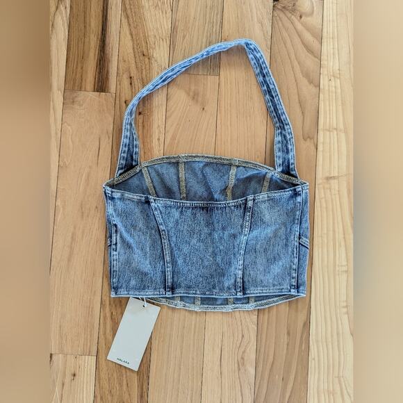 NWT Halara Halter Denim Crop Top Size Small - Picture 5 of 7
